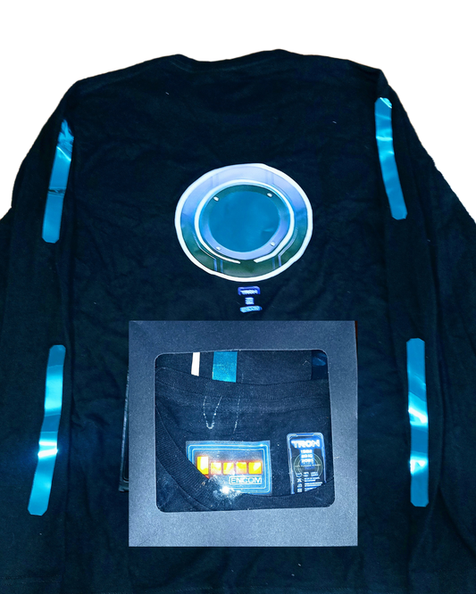 Playera de Algodón Peinado Glow Azul Hielo Unisex Inspirada en Tron
