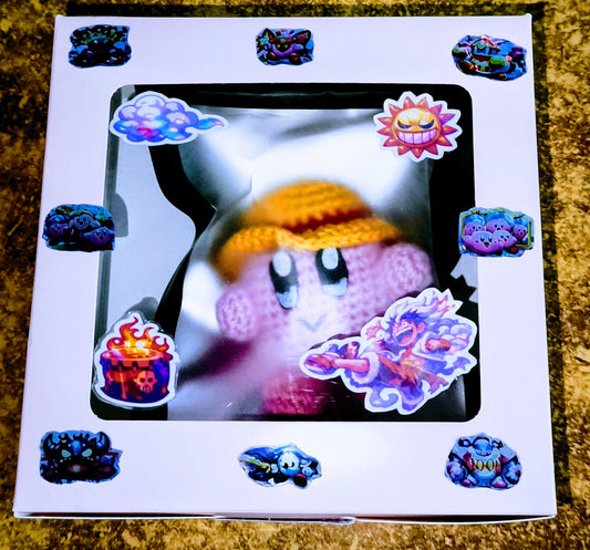 Kirby Llavero Hecho a Mano con Sombrero de Luffy | Edición Conmemorativa Anime & Videojuego