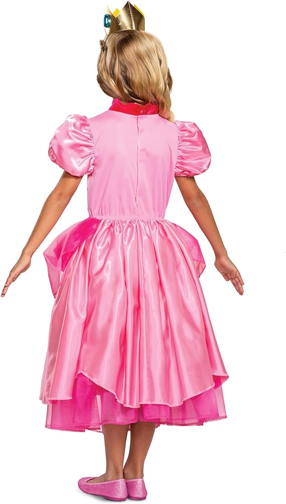 Disguise Vestido de Disfraz de Princesa melocotón, Nintendo Super Mario Bros Deluxe Traje de Vestir para niñas, Talla M (7-8), Rosa