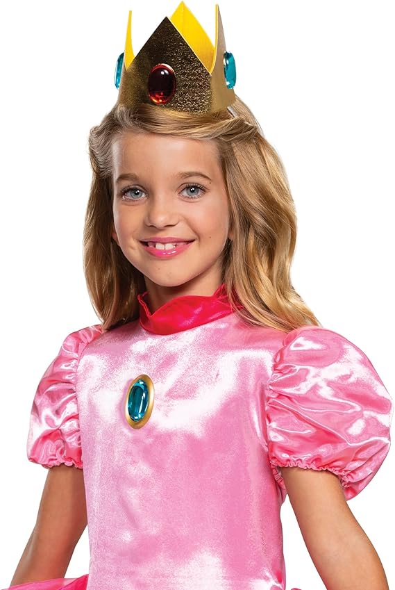 Disguise Vestido de Disfraz de Princesa melocotón, Nintendo Super Mario Bros Deluxe Traje de Vestir para niñas, Talla M (7-8), Rosa