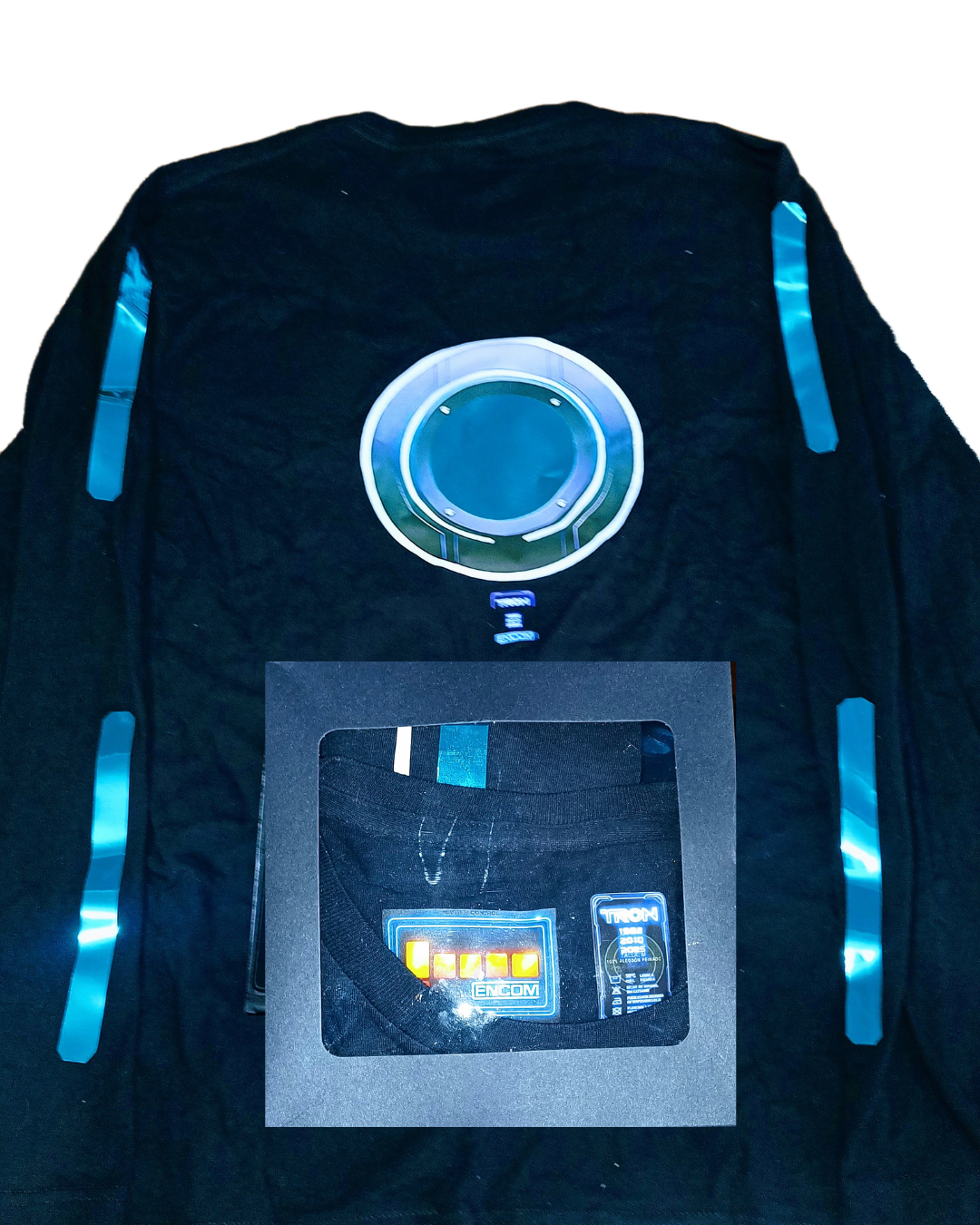 Playera de Algodón Peinado Glow Azul Hielo Unisex Inspirada en Tron