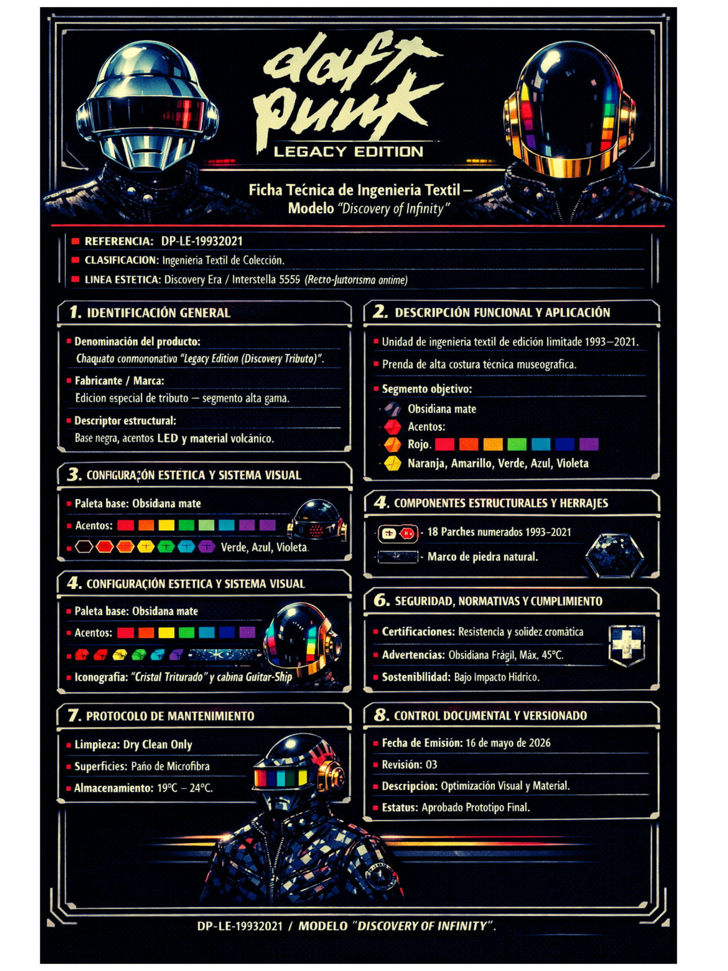 Chamarra Daft Punk - Edición de Lujo con Parches Holográficos Inspirados en su discografía