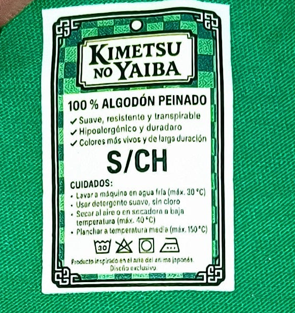 Tanjiro Kamado ‘Danza del Dios del Fuego’ - Edición Forest Green en Algodón Peinado y Kanjis Dorados