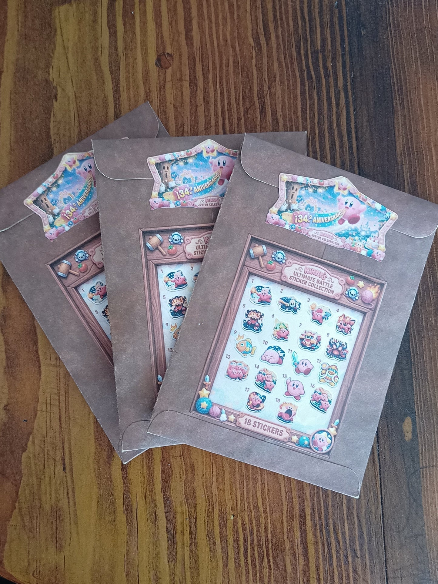 Set 18 Stickers Kirby 34.º Aniversario: Papel Foto + Enmicado Premium