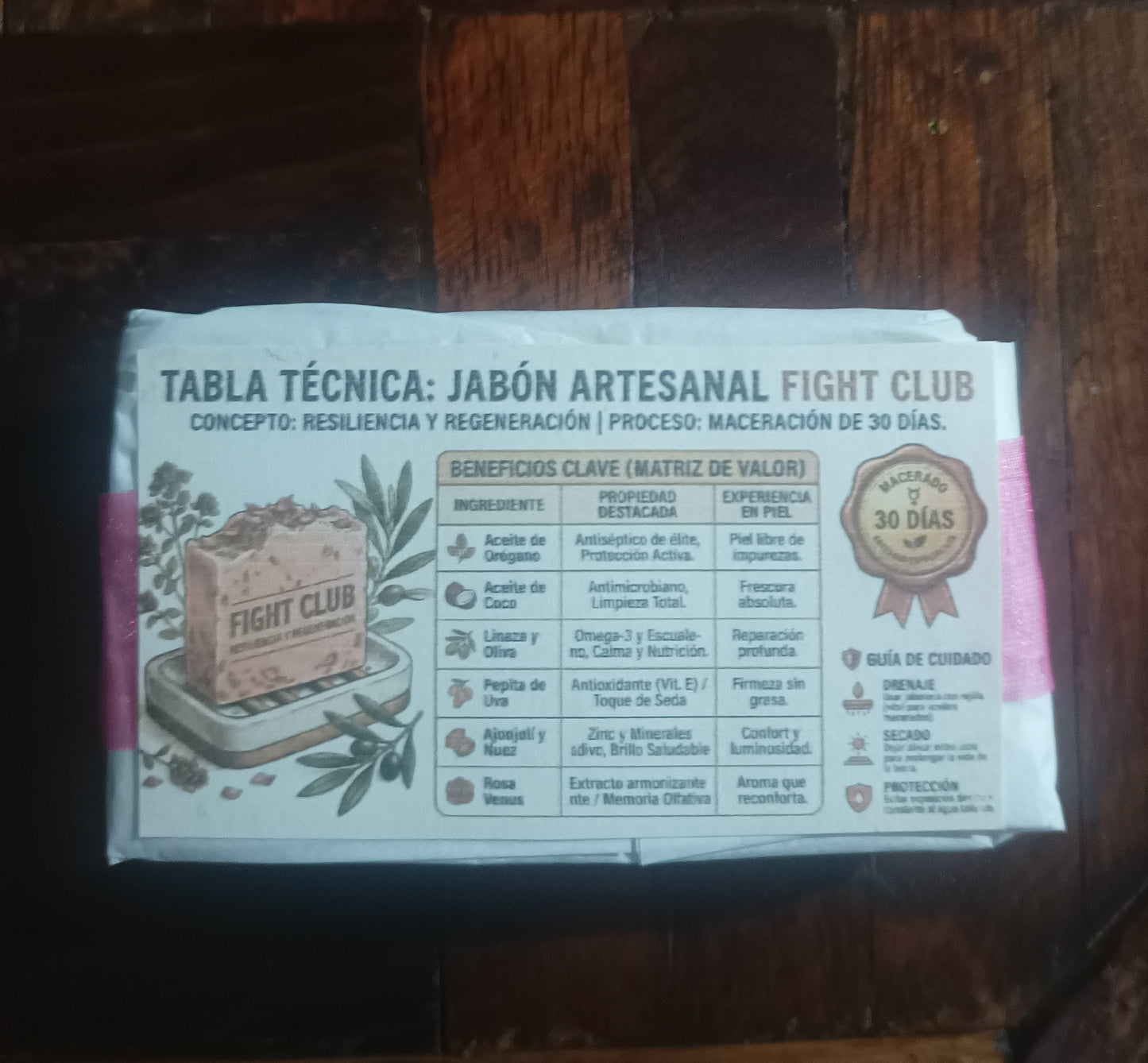Jabón Artesanal Fight Club (59g) - Macerado Rosa Venus-EDICIÓN CARTEL CINEMATOGRÁFICO