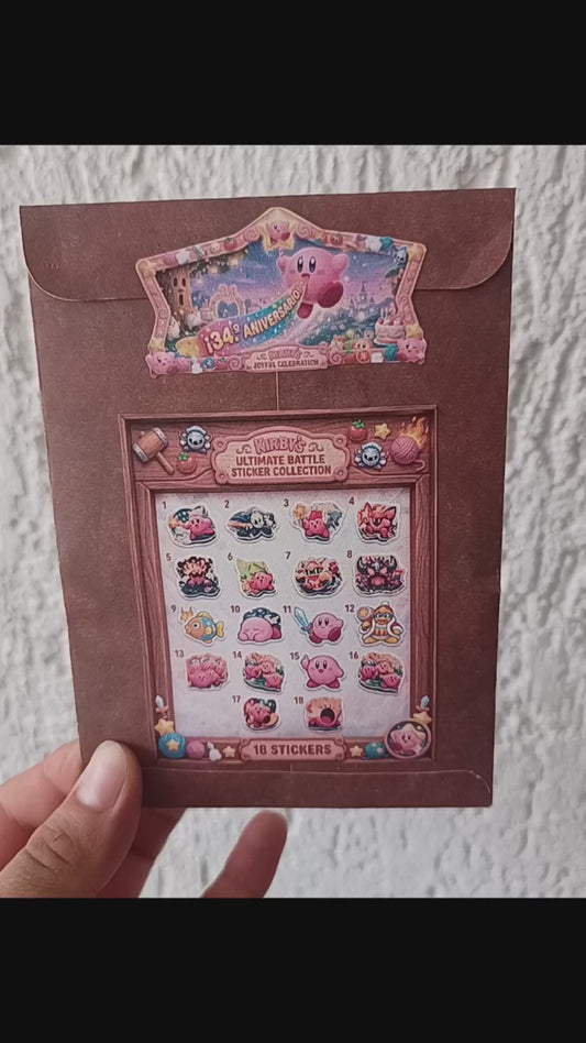 Set 18 Stickers Kirby 34.º Aniversario: Papel Foto + Enmicado Premium